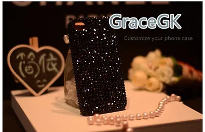 Luxury Bling Black Gems Diamonds Rhinestones Glitter Case Cover For Mobile Phone • $17.36