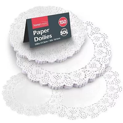 150pk White Paper Doilies 8.5 & 6.5 Inch Round Lace Party Doylies Doyleys Doily • £4.99