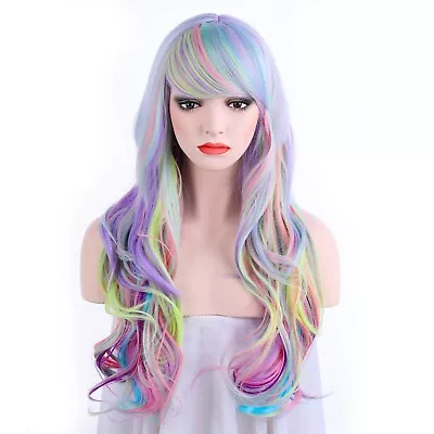 OneDor LongCurly Multi-Color Pastel Rainbow Hair Full Wigs-Charming Lolita  • $25.99