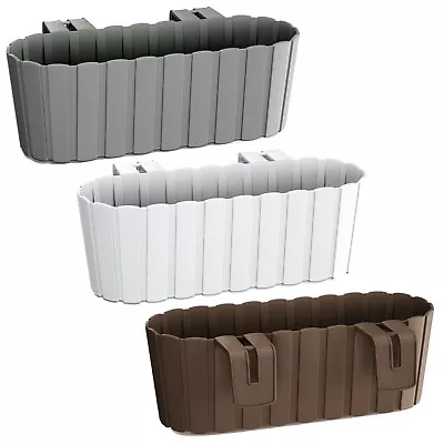 £10.99 • Buy Plastic Balcony Wood Look Hanging Flower Plant Garden Indoor Outdoor Herb Pots