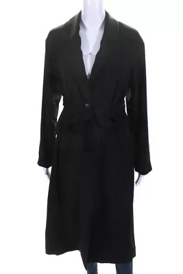 Zara Woman Womens Black Collar Belt Front Pockets Long Sleeve Jacket Size XS • $42.69