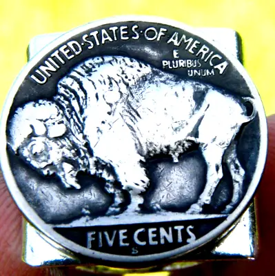 Signet Ring Authentic  Buffalo Indian Nickel Coin Adjustable Silver Plated   • $39.90