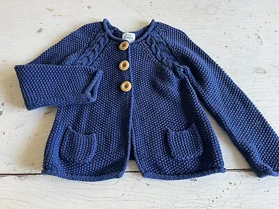 Toddler Girl's MINI BODEN Size 2-3 Navy Blue Cardigan Sweater • $15.99