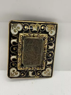 Antique Victorian Mourning Pin Brooch Enamel Glass And Gold Hair Inscribed READ • $269.05