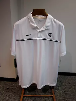 Nike Dri-Fit White Golf Polo Shirt Michigan State Men's XL New Def. • $17.75