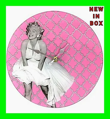 Vintage Marilyn Monroe White Dress Pink 10-Inch Glass Clock In Original Box NIB  • $51.27