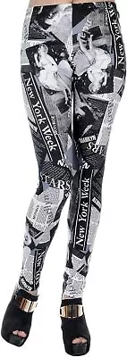 Anna-Kaci Womens Marilyn Monroe Newspaper Inspired Stretchy Printed Leggings • $56.77