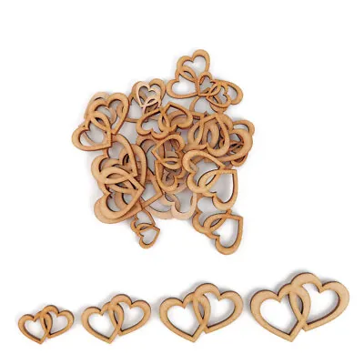 Double Love Heart MDF Craft Shape Wood Decoration Valentines Wedding Anniversary • £3.72