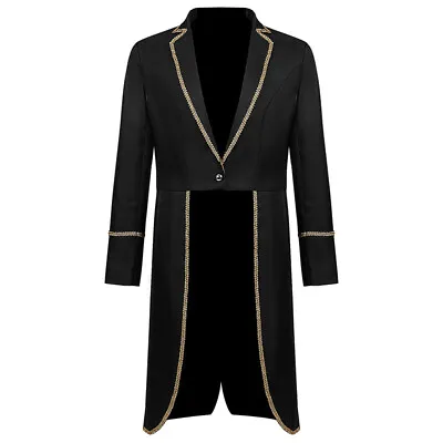 Men Medieval Vintage Swallow-tailed Coat Jacket Suit Blazer Mid-length Punk Chic • $31.15