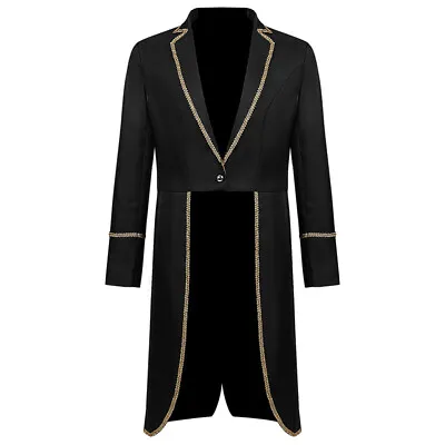 Vintage Mens Top Coat Jacket Suit Blazer Swallow-tailed Punk Fancy Dress Party • $31.82