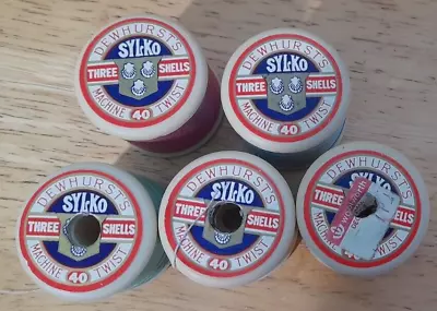 (498) Vintage Dewhurst Sylko Cotton Reels Various Colours X 5 • £6