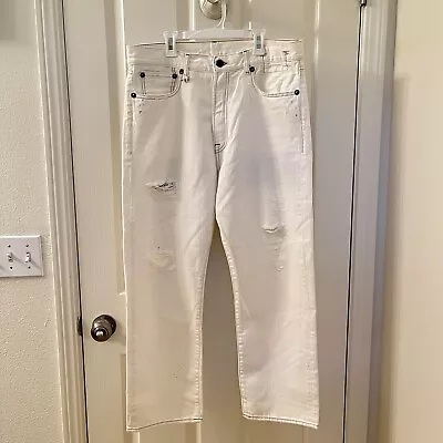 R13 Boyfriend Jeans Nollie White Distressed Holes Paint Splatter Women's Size 29 • $129.99