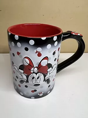 Disney Minnie Mouse 3D Rare Coffee Mug Cup Black Red White Polka Dots And Bows  • $15