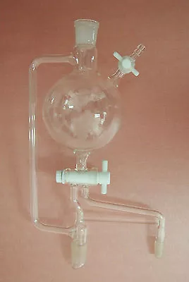 250ml 24/29 Lab Glass Solvent Distillation Head Still-Head W/ High Vacuum Valve • $229.99