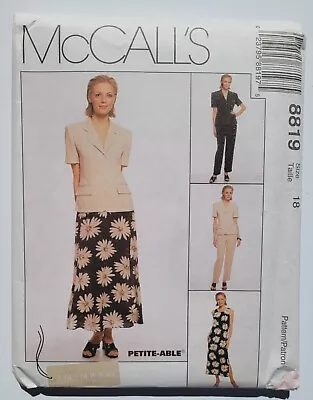 McCalls Pattern 8819 Misses Maxi Dress Jacket Pants & Skirt Size 18 Uncut • $9.99