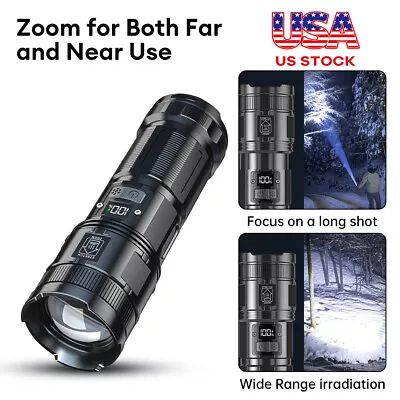 35000 Lumens Super Bright LED Flashlight Rechargeable Tactical Torch Lamp Zoom • $53.67