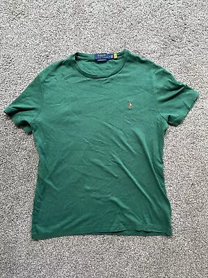 Men's Medium Polo Ralph Lauren Marl Green Crew Neck T Shirt Free Postage • £9.95