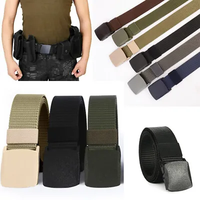 £3.99 • Buy Men Women Quick Release Work Belt Canvas Webbing Buckle Army Military Waistbelt