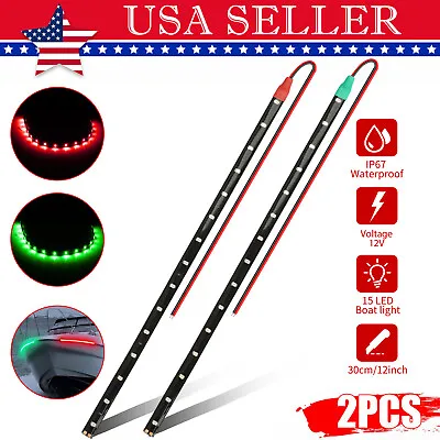 Red Green Submersible Navigation Light 12V Waterproof Marine Boat Bow LED Strips • $7.98