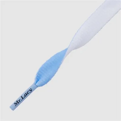 Mr Lacy Clubbies Flat Light Blue White Pair Of Shoelaces -Different Color Side  • £9.48