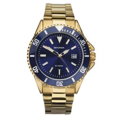 Sekonda Mens Sport PVD Gold Plated Bracelet Watch 1516 RRP £69.99 • £35.99