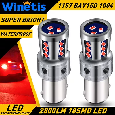 For Hyundai Elantra Sonata 1157 BAY15D 1004 Red LED Stop Brake Tail Light Bulbs • $12.93