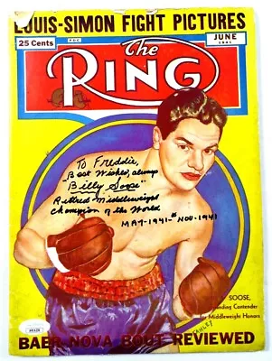 Billy Soose Signed Autographed Magazine The Ring June 1941 Inscribed JSA AR14236 • $149.99