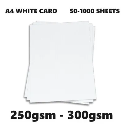 A4 White Card 250gsm-300gsm Thick Printer Copier Paper Cardboard 50-1000 Sheets • £8.99