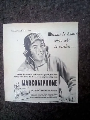 Q2a Ephemera 1940s Ww2 Advert Marconiphone Who's Who In Wireless • $3.30
