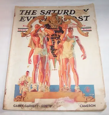 Saturday Evening Post August 6 1932 J. C. Leyendecker Art  Olympics Rowing Team • $399