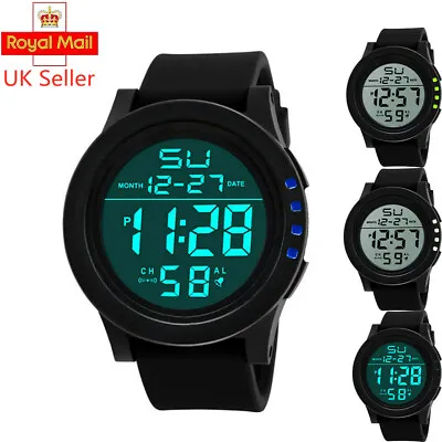 LED Large Digital Screen Wrist Sport Watch For Men Women Unisex Boys Girls Kids • £4.96