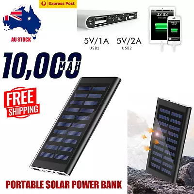 $14.99 • Buy 100000mAh Portable Power Bank Solar Charger Dual USB External Battery