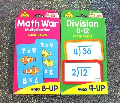 School Zone Division Flash Cards Math War Multiplication Game Cards 3 4 Grade • $9.88