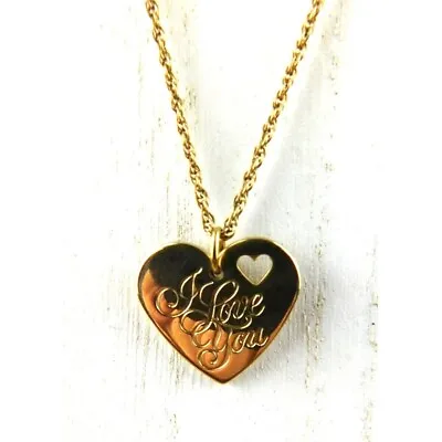 Gold Tone I Love You Grandmother Heart Pendant Necklace • $8