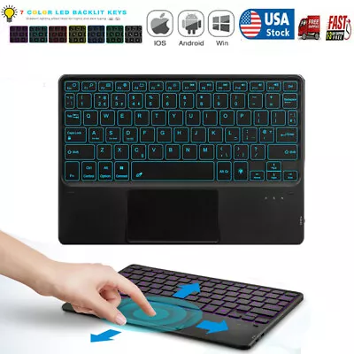 Backlit 3.0 Bluetooth Keyboard With Touchpad For IPad Samsung Tablet IOS Android • $18.66