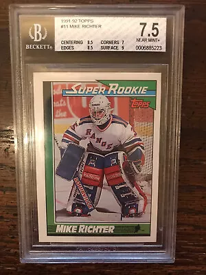 Mike Richter 1991 Topps Super Rookie Card #11 BGS 7.5 • $24.95