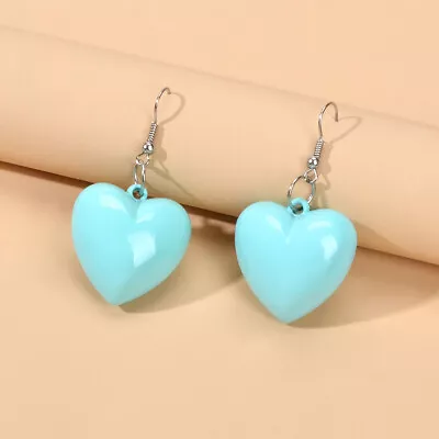 Valentine's Day Gift Jewelry Candy Color Acrylic Heart Dangle Earrings For Women • $2.98
