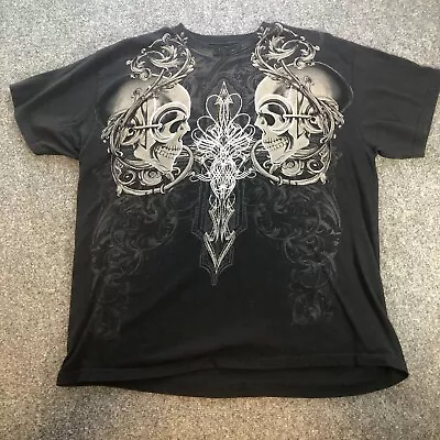 MMA Elite Shirt Mens Extra Large Black Gothcore Grunge Skulls Cross Graphic • $42.88