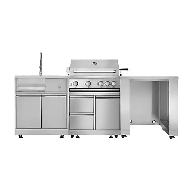 4 Pcs Stainless Steel Outdoor Kitchen Packages BBQ Island 4-Burner 59000 BTU • $3586