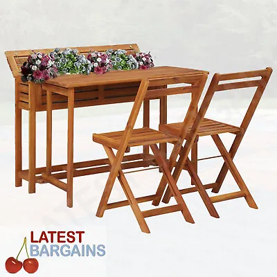 $253.94 • Buy Outdoor Planter Table & Chair Setting Wooden Furniture Plant Box Balcony Patio