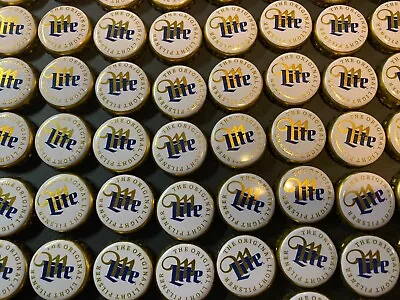 125 Lot  Miller Lite Beer Bottle Caps (white ) No Dents (craft's) • $2.99