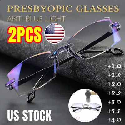 2Pairs Reading Glasses Sapphire High Hardness Anti-blue Far And Near Dual-use US • $6.20