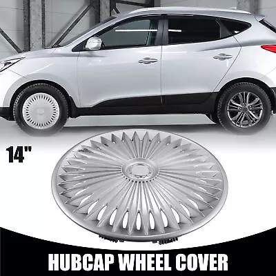 1Pc Fits 14  Universal Car Hubcap Wheel Cover Tire Rim Cap Cover Silver Tone • $108.71