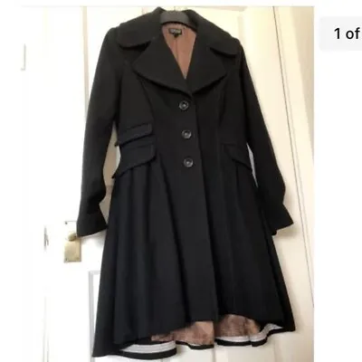 £89 • Buy Topshop Ladies Princess Coat Size 8 Victorian Fit & Flare/skirted (wool Blend)