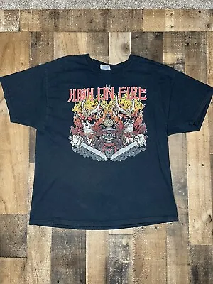 VINTAGE HIGH ON FIRE Metal T-Shirt XL Distressed • $22.95