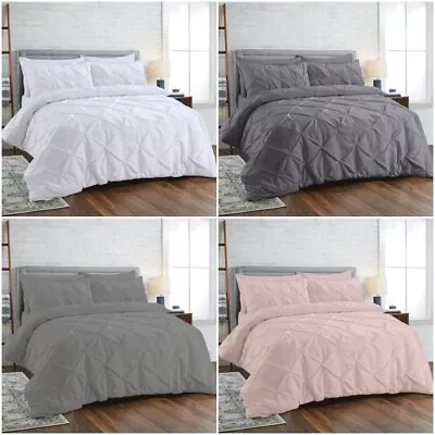 200 Tc 100% Egyptian Cotton Pintuck Duvet Cover Bedding Set Double King Size  • £21.99