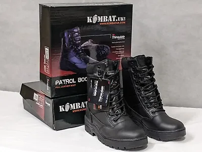 Kombat Army Cadet Black Leather Military Combat Patrol Boots - Tactical Security • £39.95
