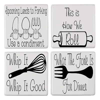 Kitchen Tile Transfer In A Pack Of 4 Fun Quotes Ceramic Tile Stickers Great Fun • £2.99
