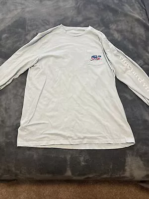 Vineyard Vines Whale Logo Men’s Long Sleeve Pocket Hockey Theme Mint Blue Size L • $5