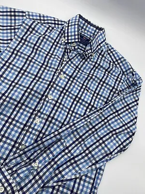 Vineyard Vines Shirt Adult Extra Small Blue Plaid Button Up Tucker Men L/S • $13.84